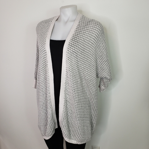 Aeropostale gray white knit open front sweater - Picture 1 of 8